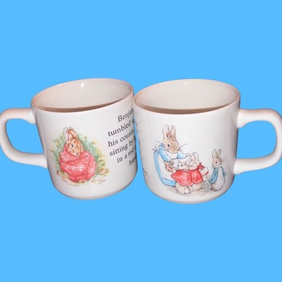 Vintage Frederick Warne & Co. Wedgewood 1993 PETER RABBIT & BENJAMIN BUNNY Cups - Picture 2 of 5